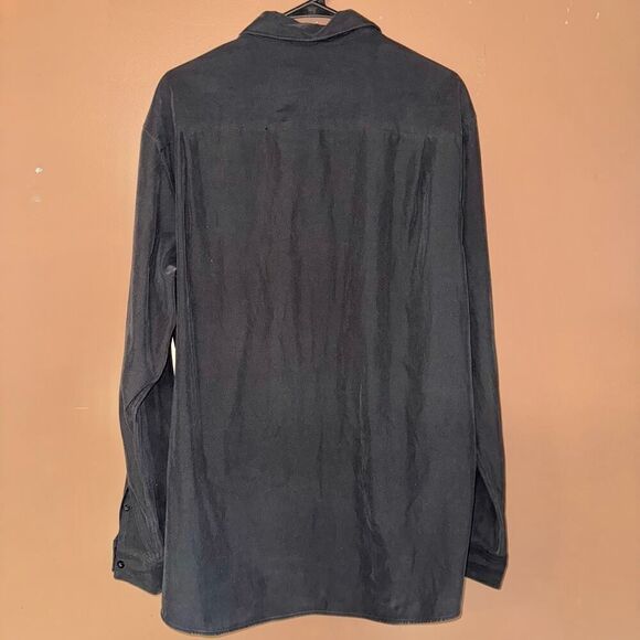 Alfani Men's Suede Blend Long Sleeve Button Down Dress Shirt Black Size Large - Picture 7 of 7